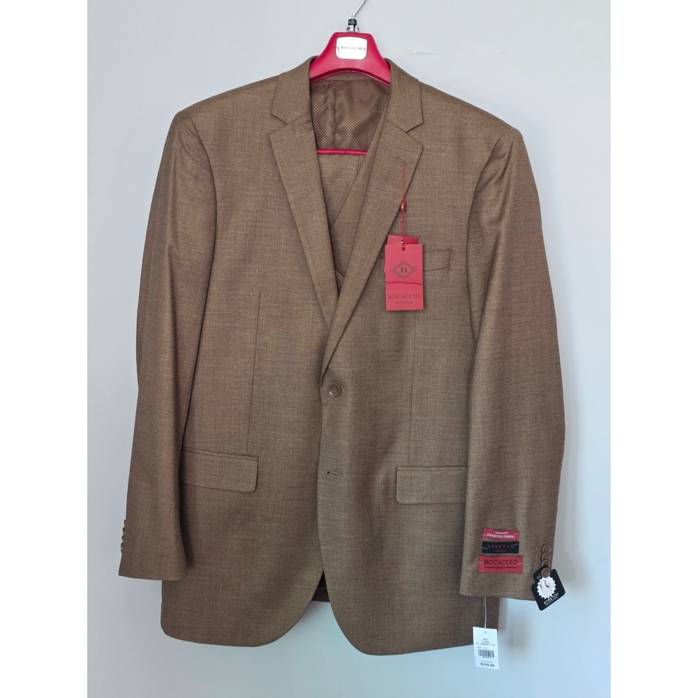 Bocaccio Uomo‎ Men's Plaid 3-Piece Suit 42 L Brown Jacket Pants Vest NWT 3G5V